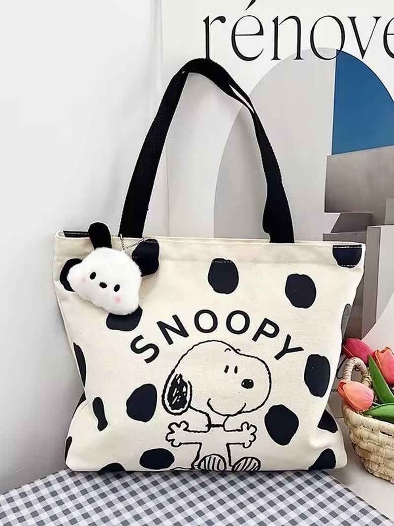 Shoulder Bag Slouchy - Cartoon Snoopy Canvas-Umhängetasche für Damen, große