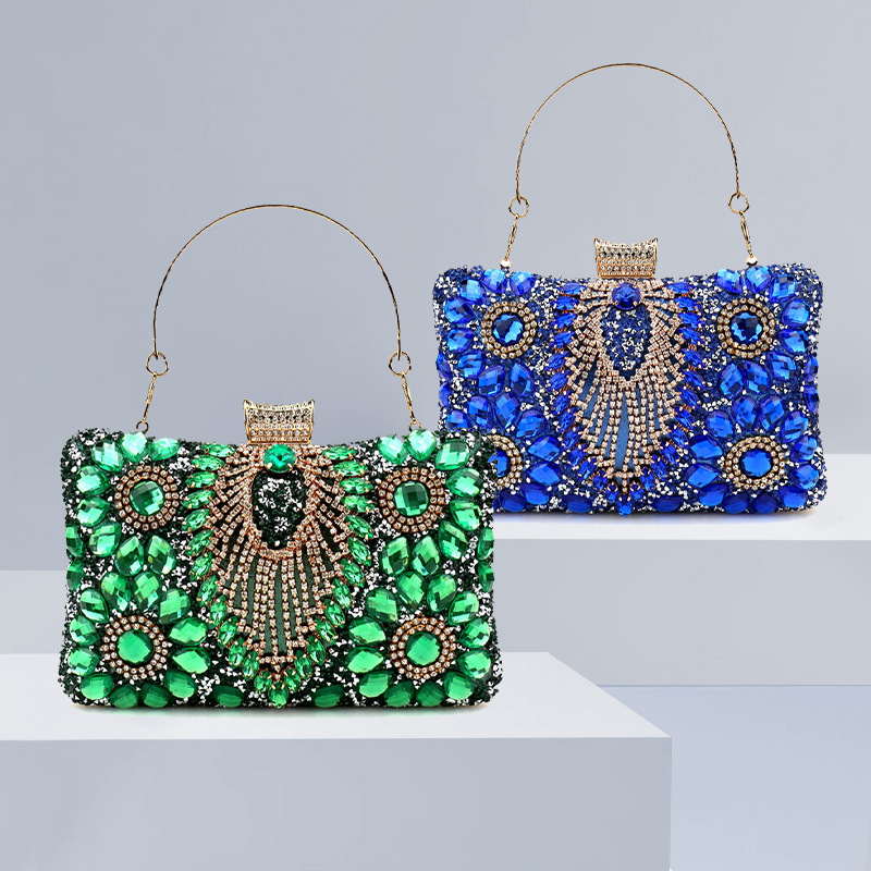 Luxury Bags Green - Luxuriöse grüne Quaste Abend-Clutch für Damen,