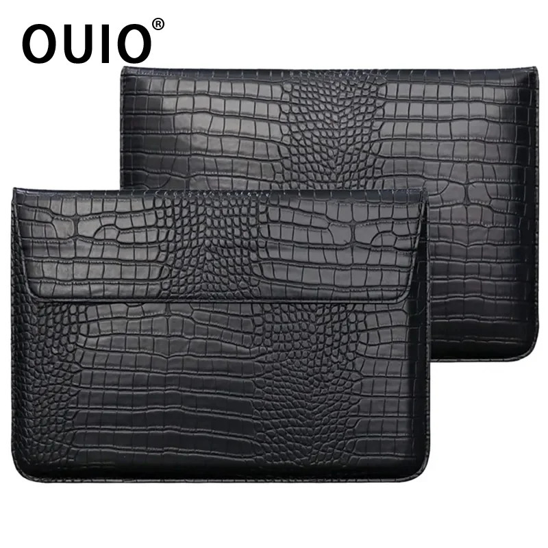 Laptop Bag Leather 15 - OUIO Laptop-Hülle aus Krokodilleder für MacBook