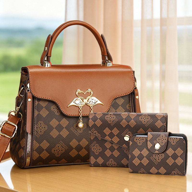Luxury Zipper Bags - 3-teiliges Damen-Taschenset, leicht luxuriöse bedruckte Damen-Umhängetasche,