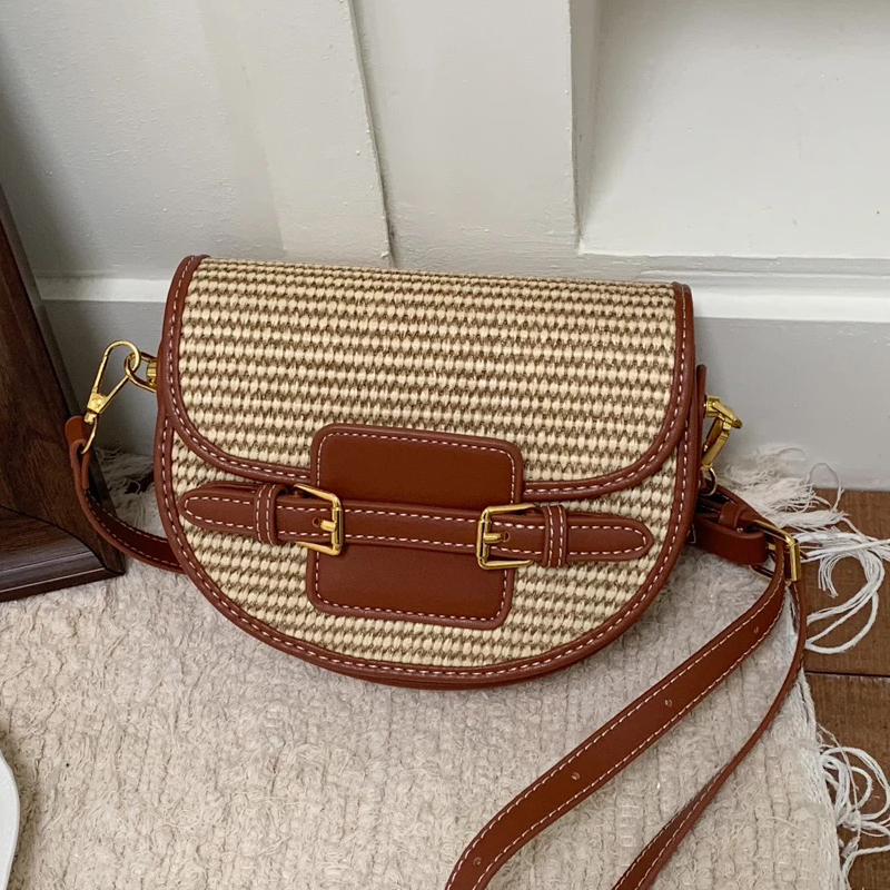 Luxury Bags Leather - Englischer Stil Mini-Strohsatteltaschen für Damen –