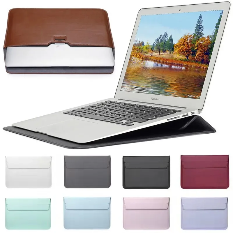 Laptop Bag Leather 15 - PU-Leder mit Ständer, Laptop-Notebook-Hülle, Tasche für