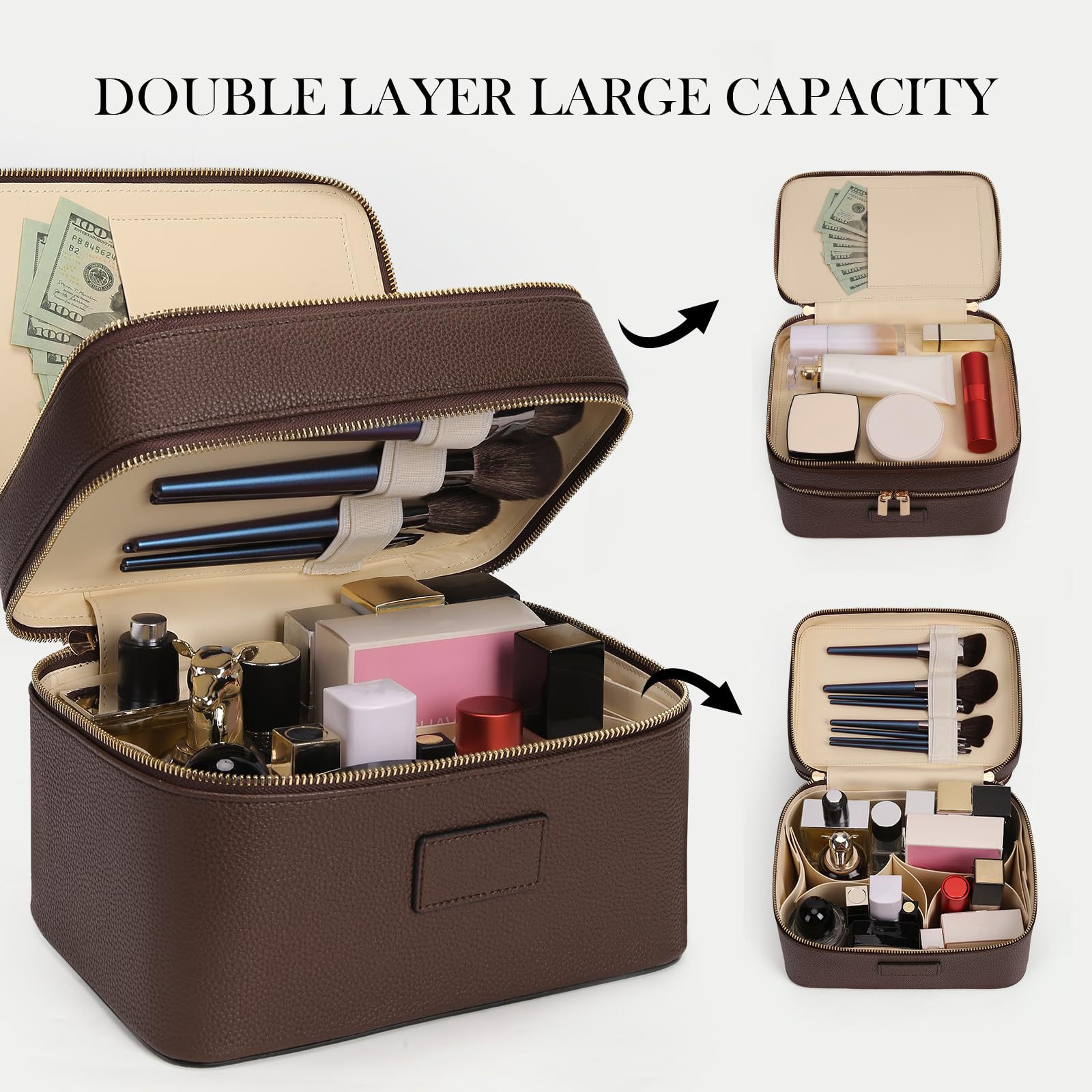 Große Kapazität Doppelschichti – Luxury Bags Leather Bewertung und Preis
