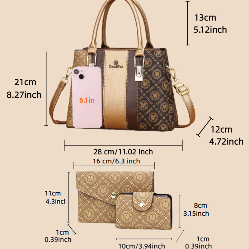 3-teiliges Set Damenhandtasche – Luxury Zipper Bags Bewertung und Preis